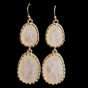 NWT - Gold and Pink Quartzite Dangle Earrings